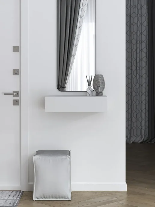 Туалетный столик, светло-серый с доводчиком, 90х35х15см, 60x35x15 см, фото 2