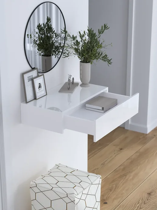 Туалетный столик - консоль, глянец с доводчиком, 90х35х15 см, 60x35x15 см, фото 3