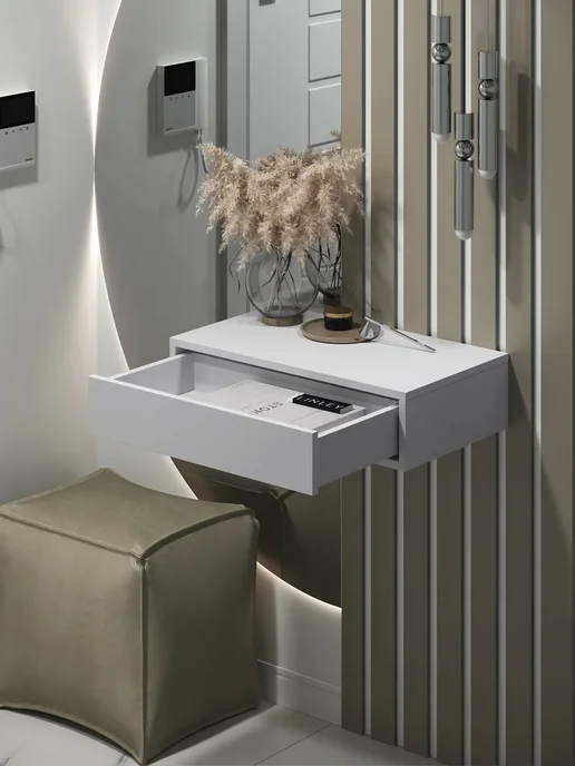 Туалетный столик белый, push-to-open, 60х34х15 см, 60x34x15 см, фото 3