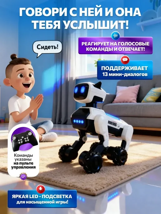 KIDSii Интерактивная большая робот собака на пульте управления, вариант, фото 3