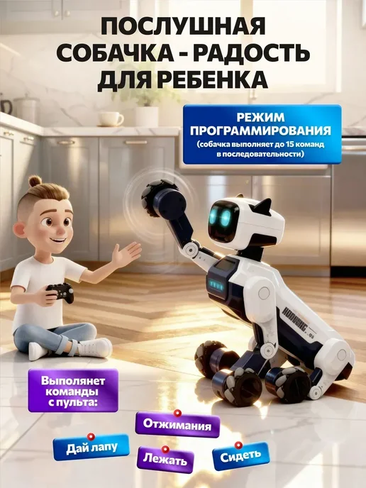 KIDSii Интерактивная большая робот собака на пульте управления, вариант, фото 4