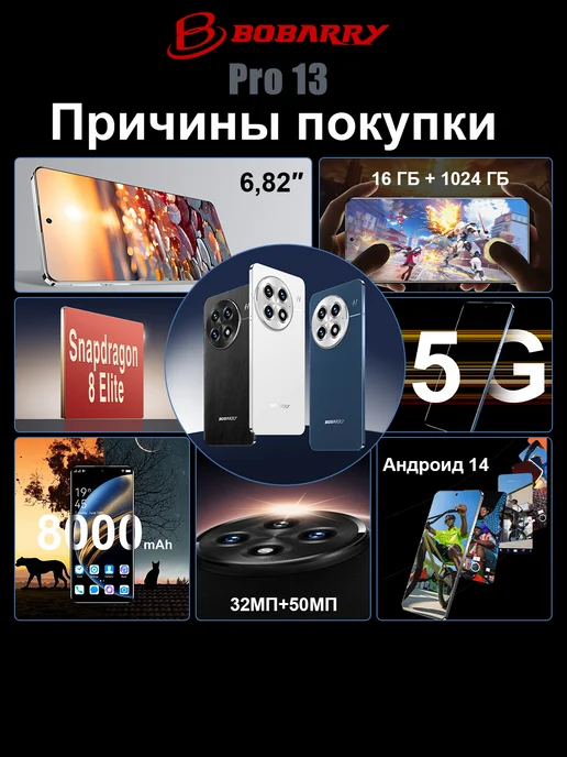 Смартфон Bobarry 2025 16/1024 ГБ, белый, фото 3