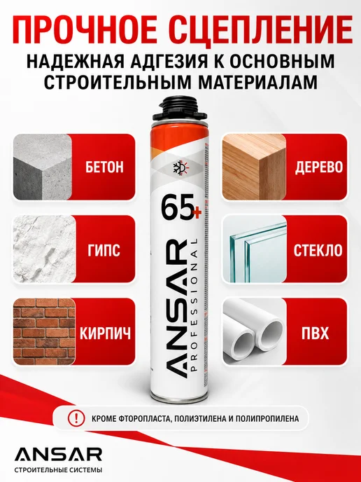 Ansar Пена монтажная под пистолет всесезонная Ансар 65 1 шт, 1 шт, фото 4