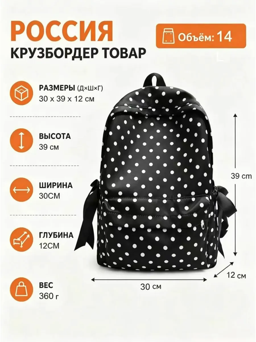 Женский подростковый школьный рюкзак в горошек