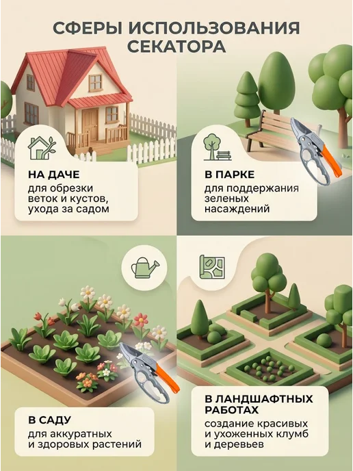 Секатор садовый ручной для кустов усиленный 200 мм — фото 4