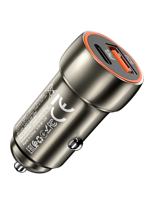 HOCO Зарядка в прикуриватель Type-C PD20W + USB-A QC3.0, Z46A, 20 Вт, фото 2
