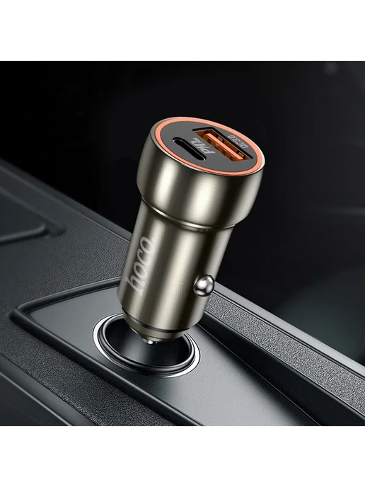 HOCO Зарядка в прикуриватель Type-C PD20W + USB-A QC3.0, Z46A, 20 Вт, фото 4