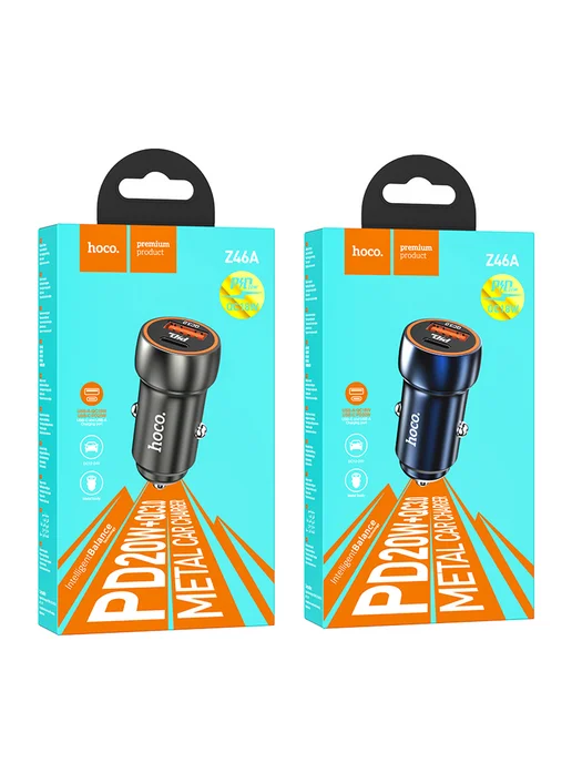 HOCO Зарядка в прикуриватель Type-C PD20W + USB-A QC3.0, Z46A, 20 Вт, фото 7