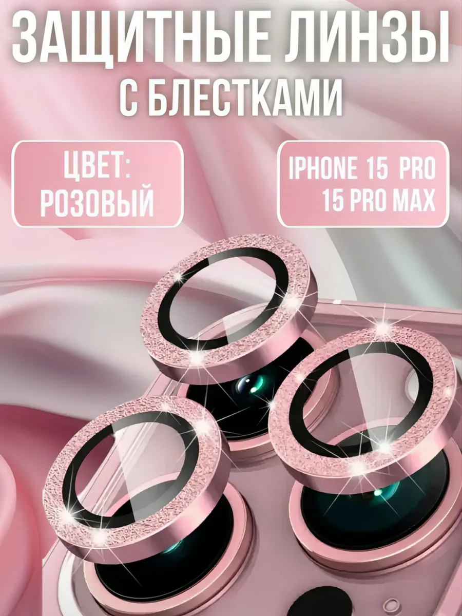 Защитное Стекло на камеру iphone 15 pro/pro max блестки