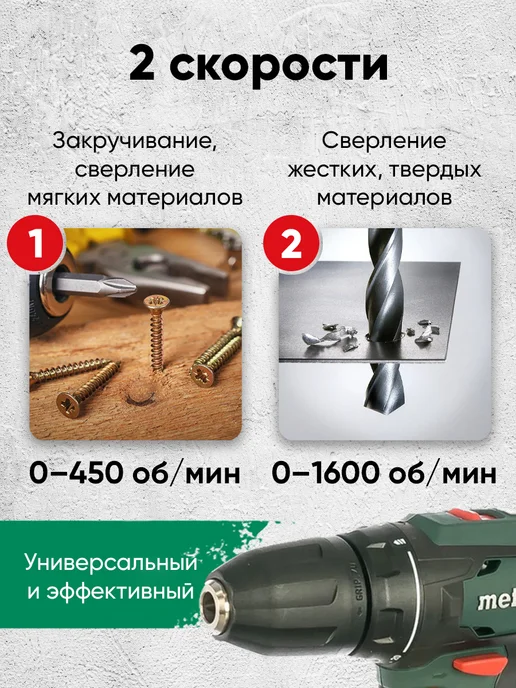 metabo Аккумуляторная дрель-шуруповерт BS 18 Set 602207710, зеленый, фото 2