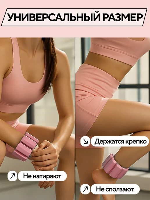 Conflate Утяжелители для ног и рук 0,5 кг 2 шт, регулируемые силикон, 500 г, 2 шт, фото 5